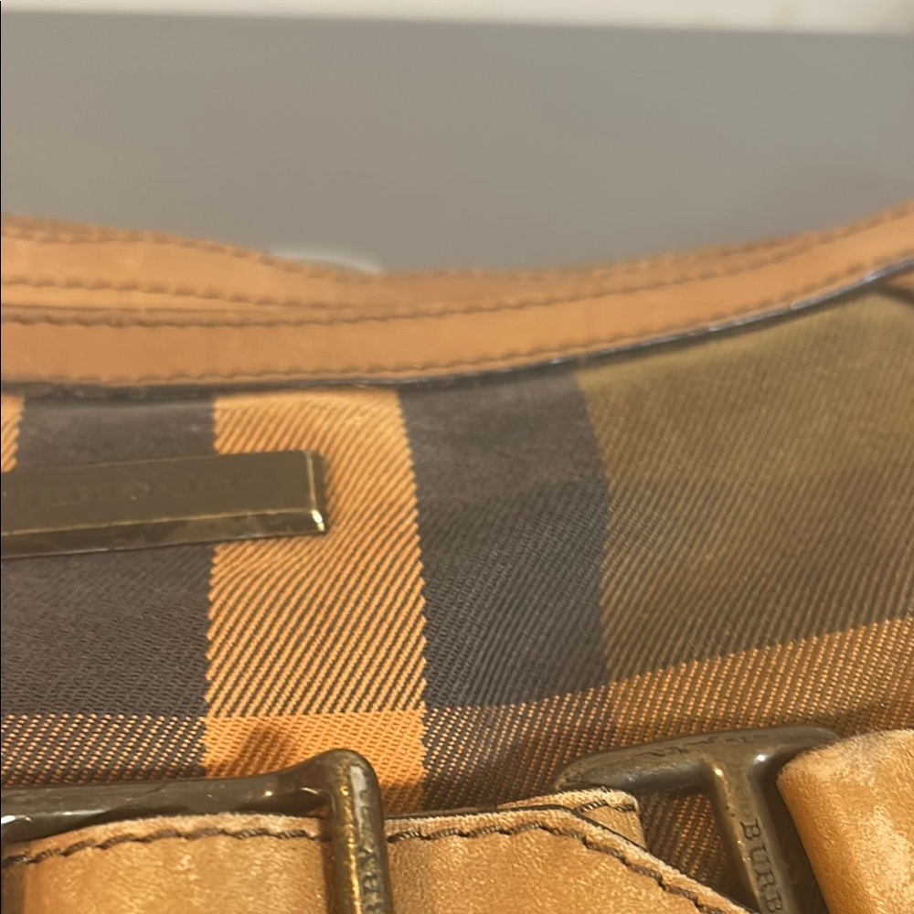 Burberry Tan and Brown Checkered Bag